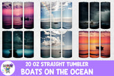 Boat on an Ocean - Sublimation Tumbler Wrap - Fishing Design
